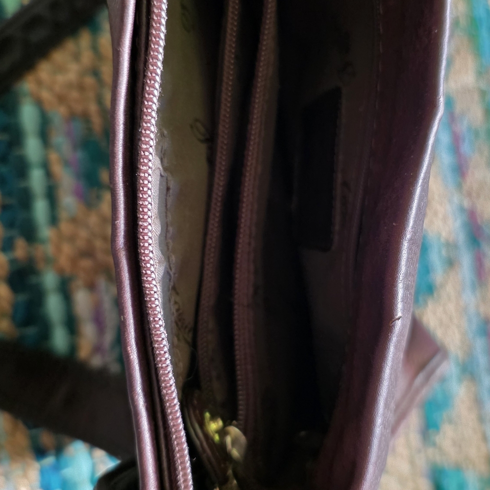FOSSIL Vintage Y2K Brown Leather Shoulder Handbag Travel Purse Hobo 75082 - Picture 5 of 6